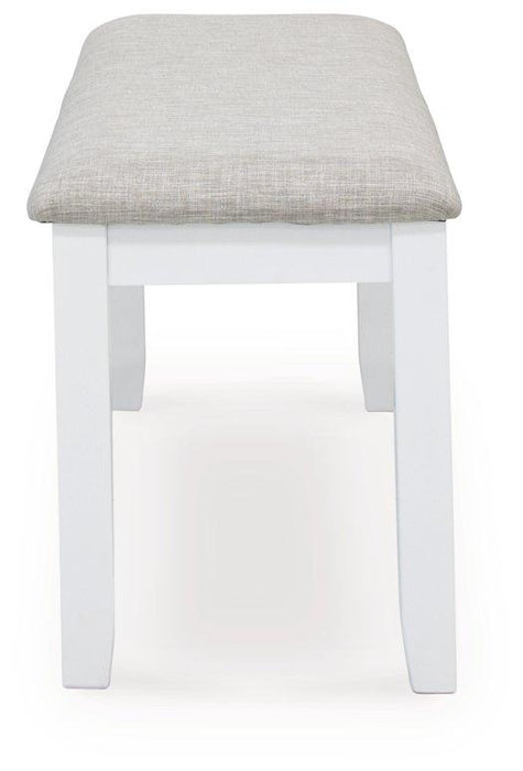 Stonehollow White/Gray Dining Table and Chairs with Bench (Set of 6)