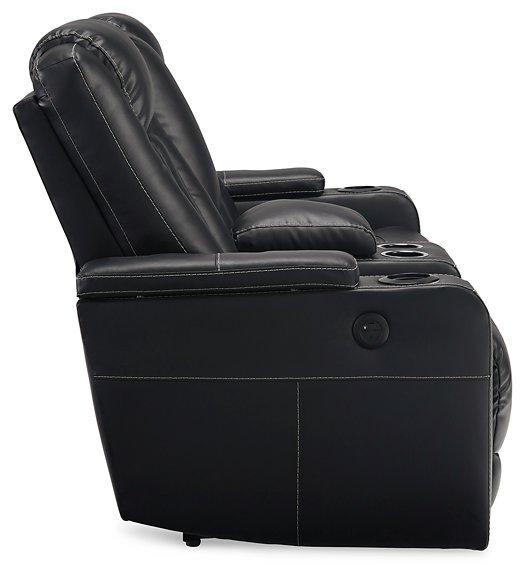 Center Point Black Reclining Loveseat with Console