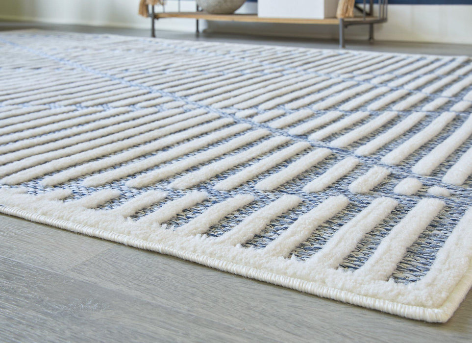 Finnlett Cream/Blue 5'3" x 7' Rug