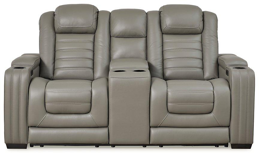 Backtrack Gray Power Reclining Loveseat