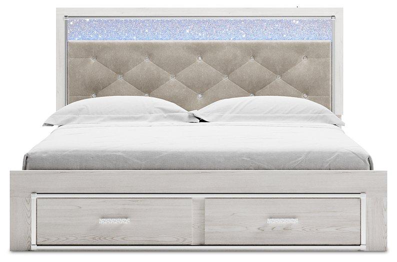 Altyra White King Upholstered Storage Bed