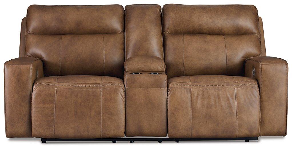 Game Plan Caramel Power Reclining Loveseat