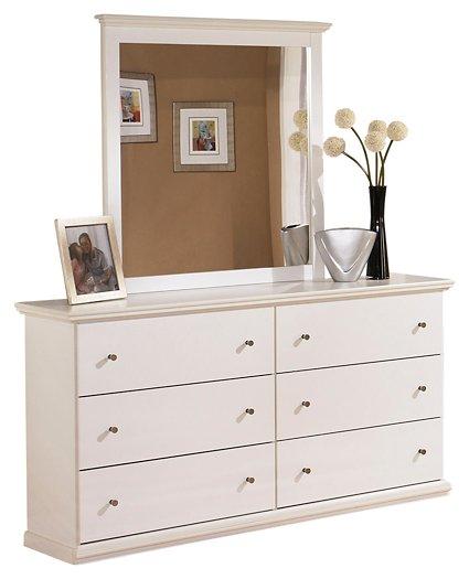 Bostwick Shoals White Queen Panel Bed with Mirrored Dresser, Chest and 2 Nightstands