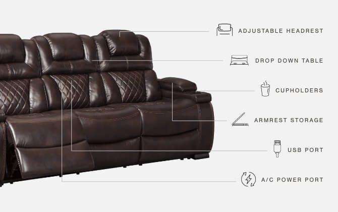 Warnerton - Pwr Rec Sofa With Adj Headrest