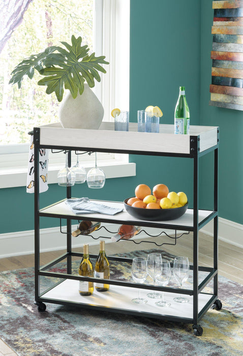 Bayflynn White/Black Bar Cart