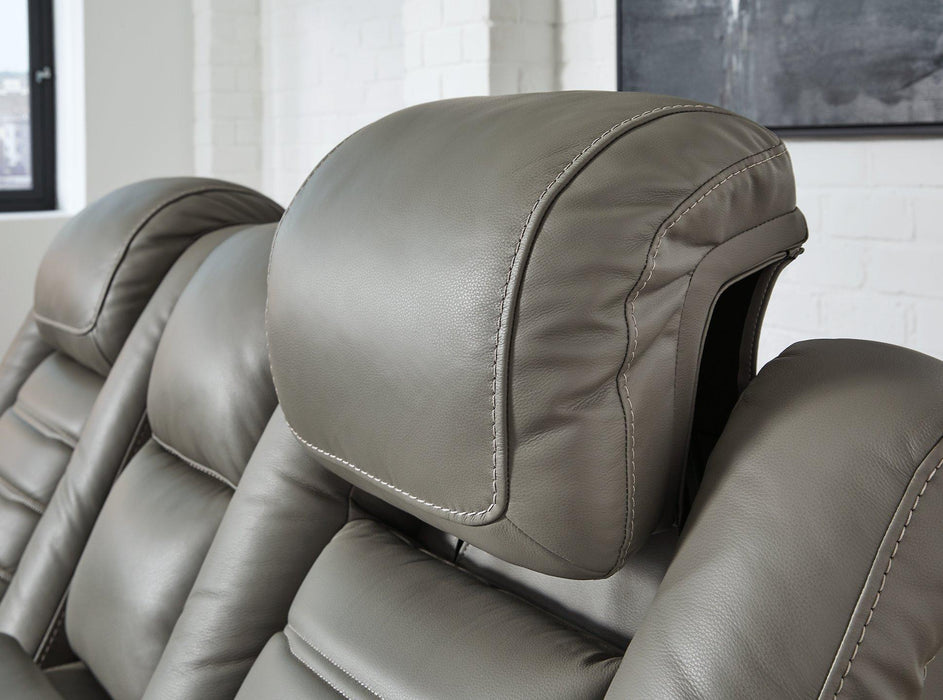 Backtrack Gray Power Reclining Loveseat