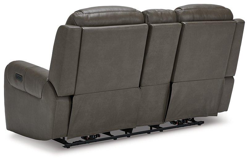 Card Player Smoke Power Reclining Loveseat