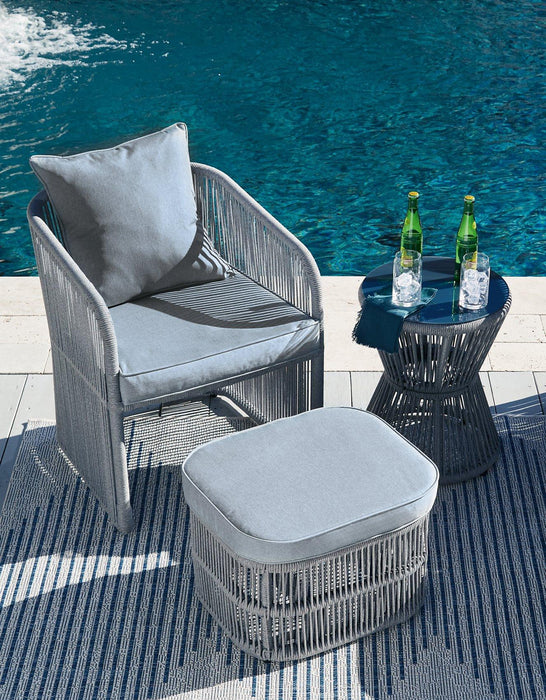 Coast Island Gray Outdoor Chair with Ottoman and Side Table