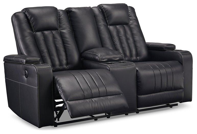 Center Point Black Reclining Loveseat with Console