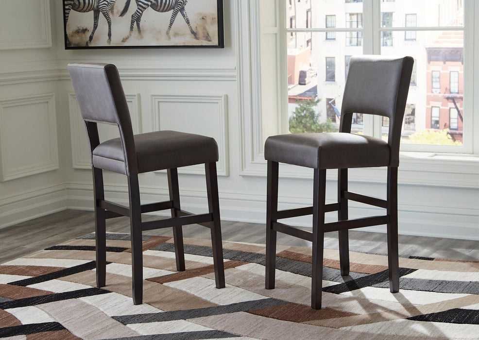 Leektree Gray/Brown Bar Height Bar Stool (Set of 2)