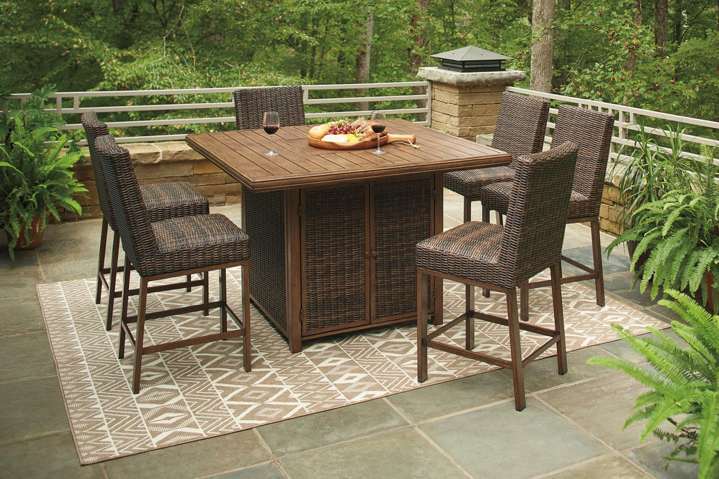 Paradise Trail 7-Piece Outdoor Bar Table Set