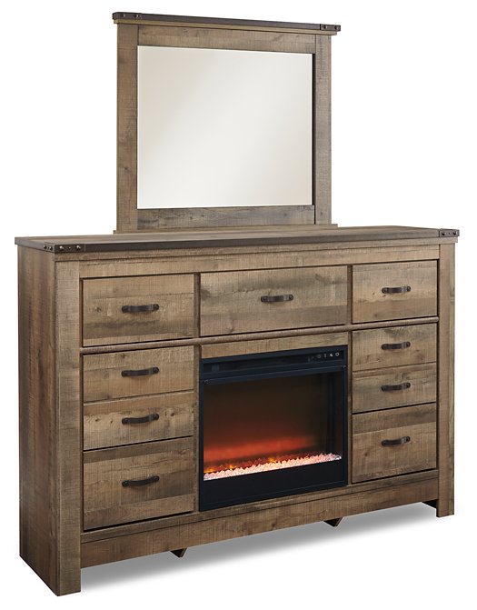 Trinell Dresser and Mirror with Fireplace