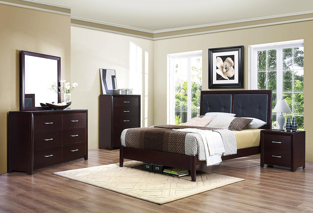 Homelegance Edina Queen Panel Bed in Espresso-Hinted Cherry