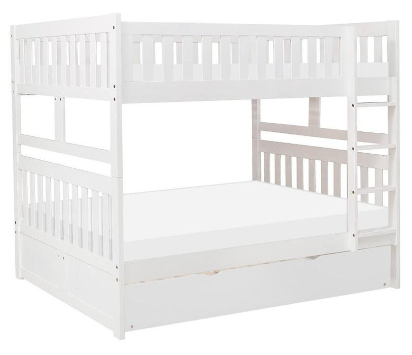 Homelegance Galen Full/Full Bunk Bed w/ Twin Trundle in White B2053FFW-1*R