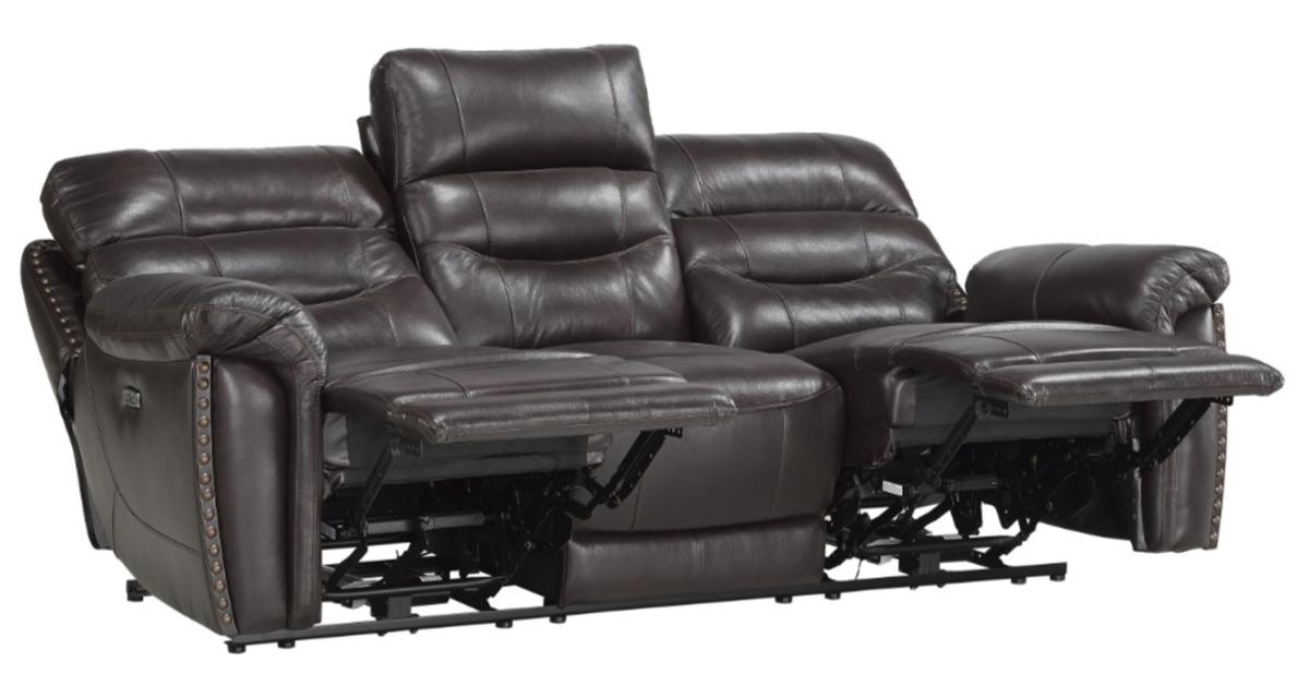 Homelegance Furniture Lance Power Double Reclining Sofa with Power Headrests in Brown