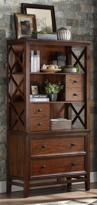 Homelegance Frazier Bookcase in Brown Cherry 1649-18