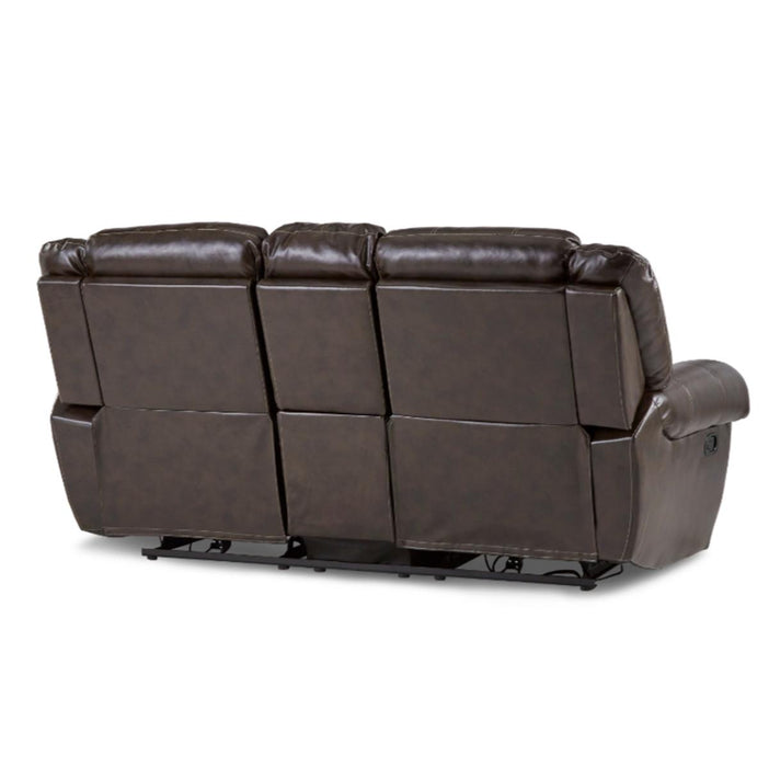 Homelegance Furniture Center Hill Double Glider Reclining Loveseat w/ Center Console in Dark Brown 9668BRW-2