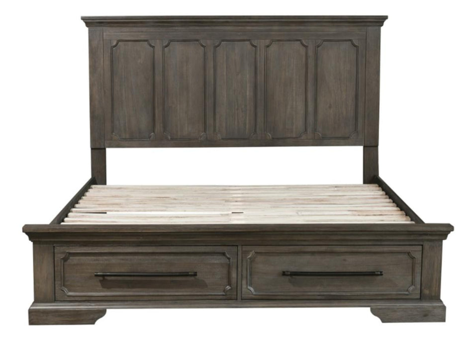 Homelegance Taulon Queen Platform Bed with Footboard Storage in Dark Oak 5438-1*