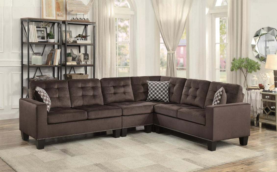 Homelegance Furniture Lantana 2-Piece Reversible Sectional in Chocolate