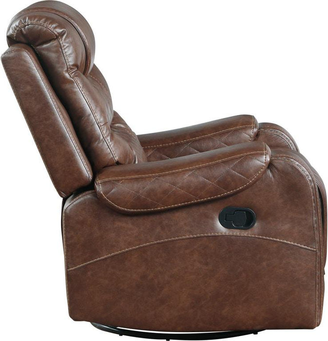 Homelegance Furniture Putnam Swivel Glider Reclining Chair in Brown 9405BR-1