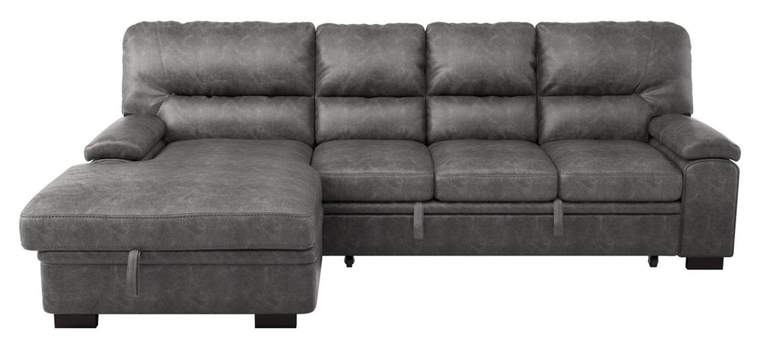 Homelegance Furniture Michigan Sectional with Pull Out Bed and Left Chaise in Dark Gray