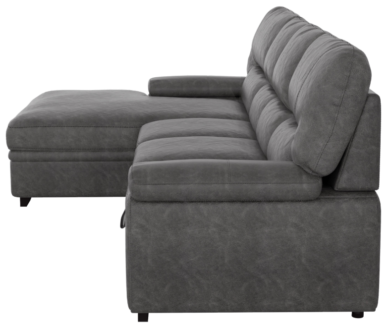 Homelegance Furniture Michigan Sectional with Pull Out Bed and Left Chaise in Dark Gray