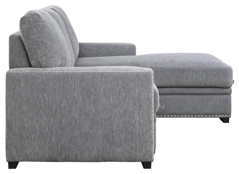 Homelegance Furniture Morelia 2pc Sectional with Pull Out Bed and Right Chaise in Dark Gray