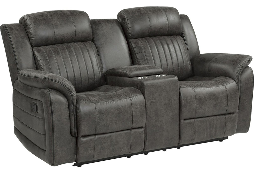 Homelegance Furniture Centeroak Double Reclining Loveseat in Gray 9479BRG-2