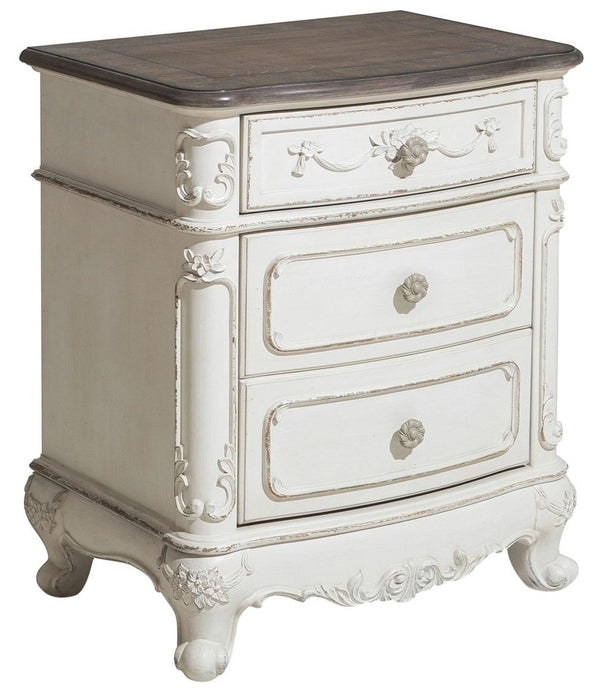 Homelegance Cinderella Night Stand in Antique White with Grey Rub-Through