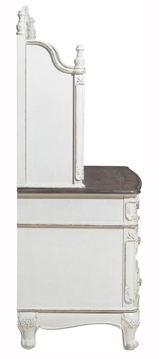 Homelegance Cinderella Writing Desk in Antique White with Grey Rub-Through