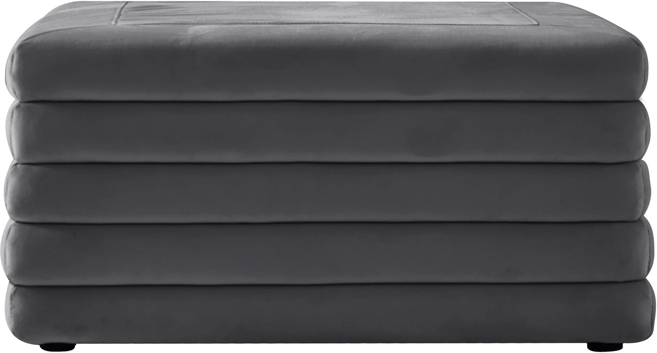 Lorenzo Grey Velvet Ottoman