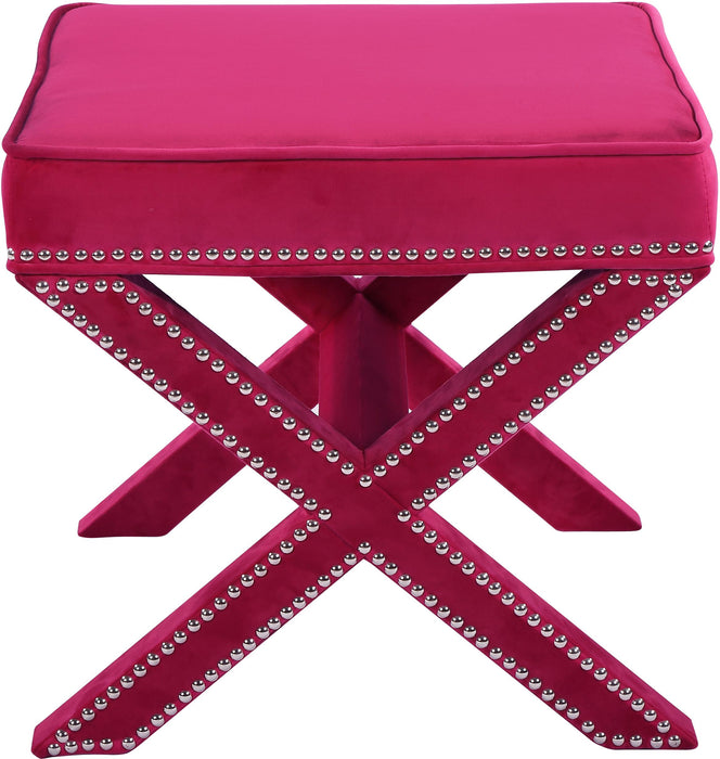 Nixon Pink Velvet Ottoman/Bench