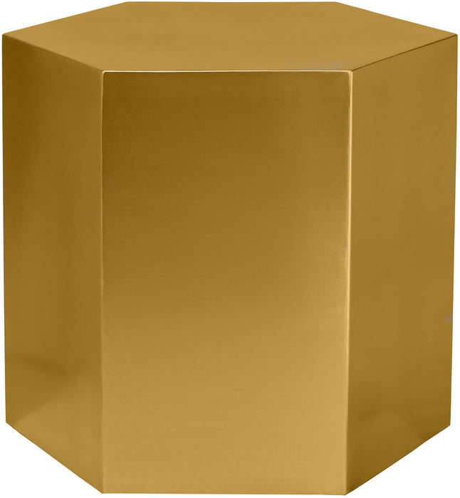 Hexagon Brushed Gold End Table