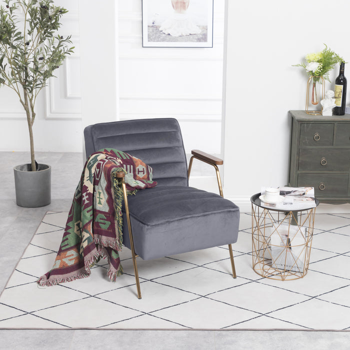 Woodford Grey Velvet Accent Chair