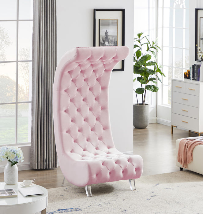 Crescent Pink Velvet Accent Chair