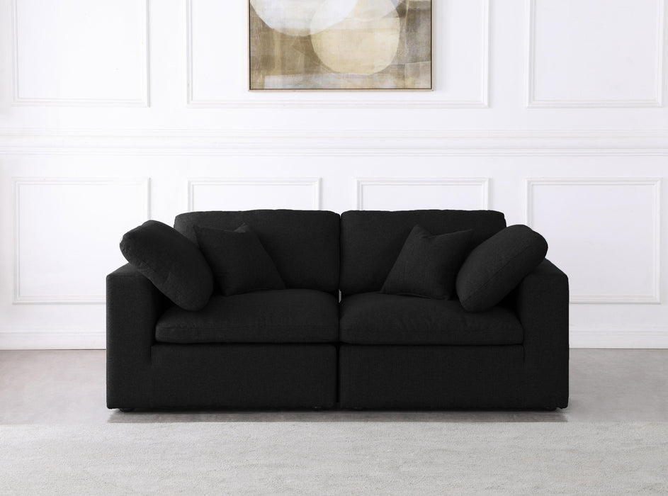 Serene Black Linen Fabric Deluxe Cloud Modular Sofa