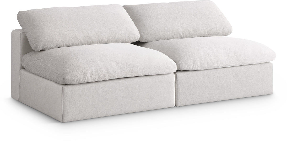 Serene Cream Linen Fabric Deluxe Cloud Modular Armless Sofa