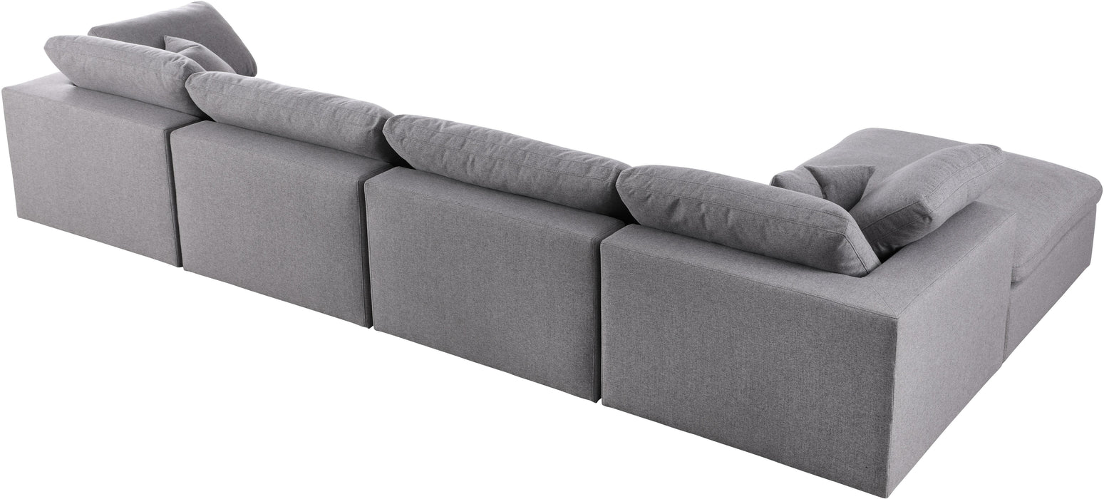 Serene Grey Linen Fabric Deluxe Cloud Modular Sectional