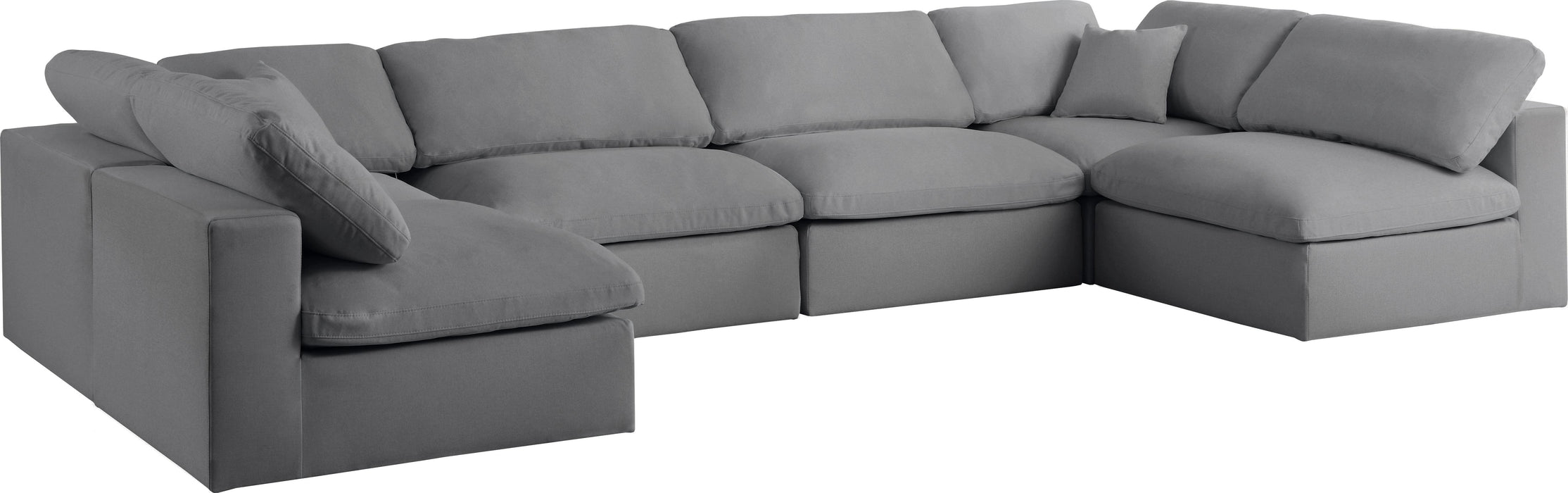 Serene Grey Linen Fabric Deluxe Cloud Modular Sectional