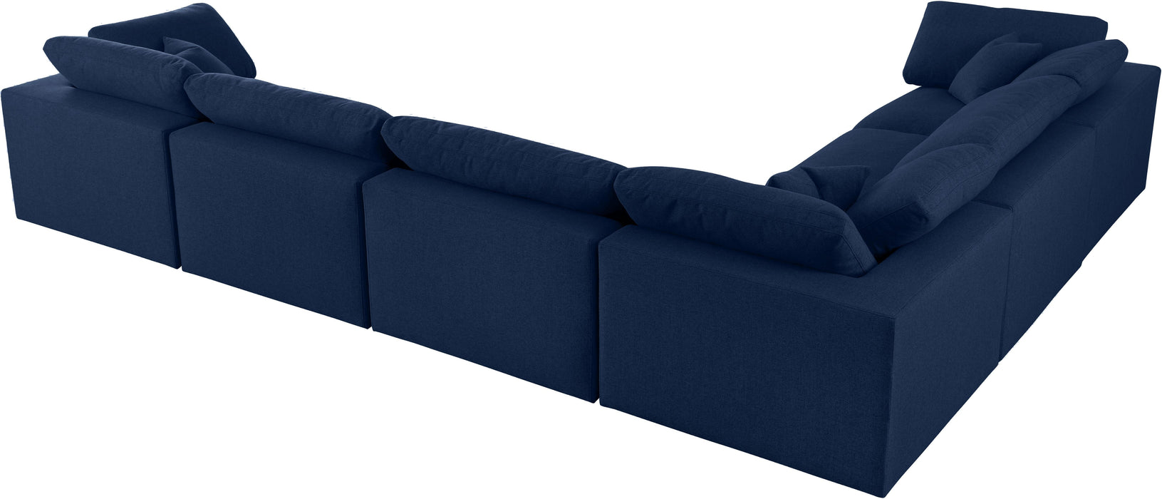 Serene Navy Linen Fabric Deluxe Cloud Modular Sectional