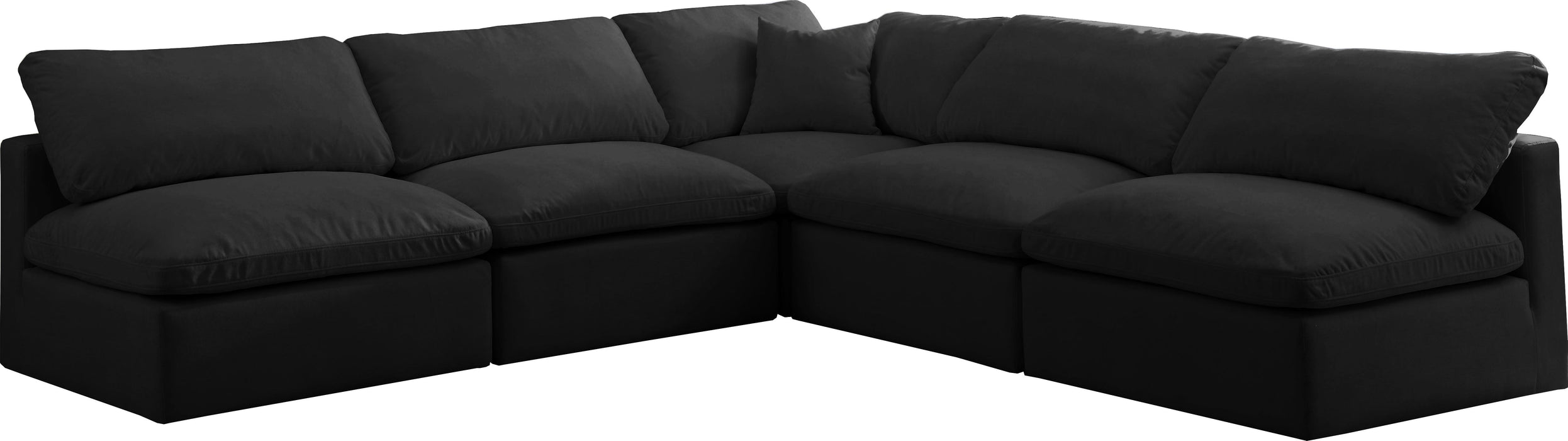 Plush Black Velvet Standard Cloud Modular Sectional