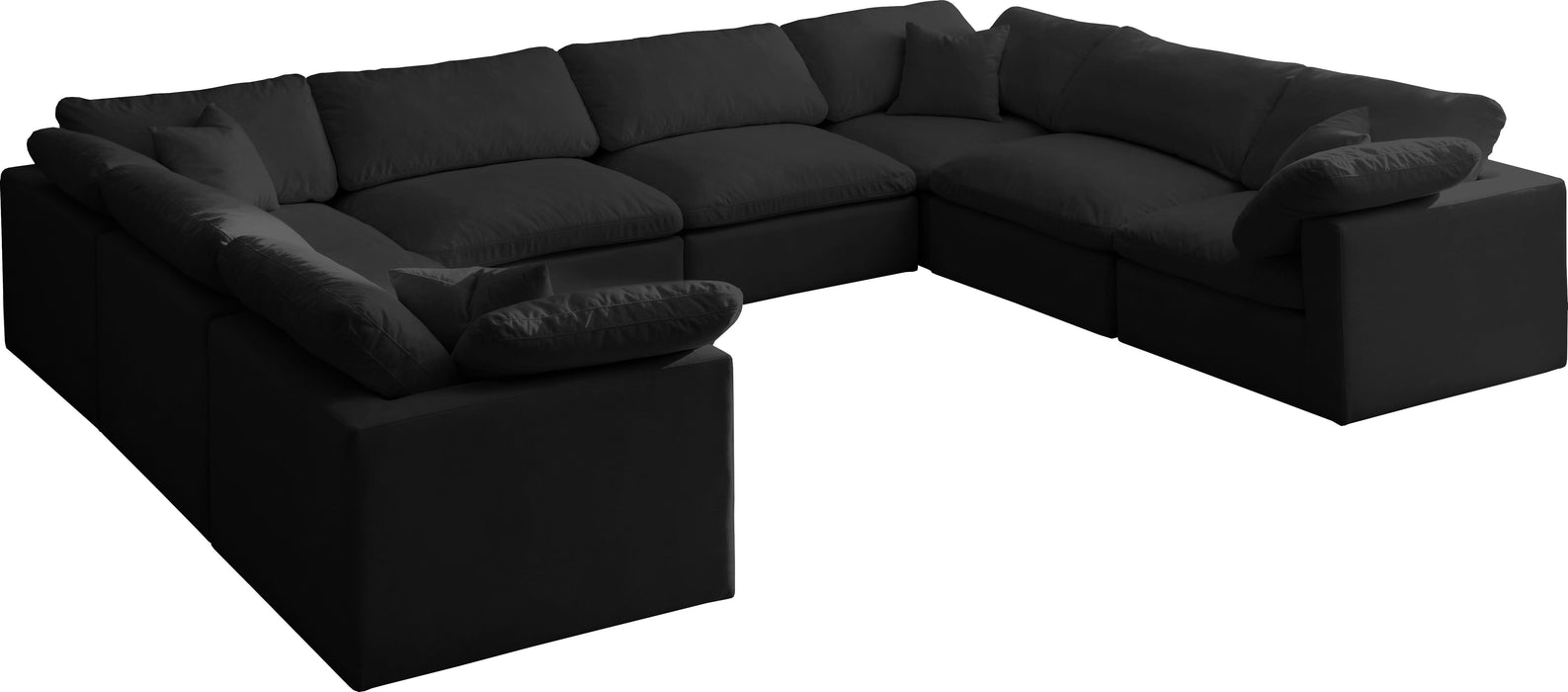 Plush Black Velvet Standard Cloud Modular Sectional