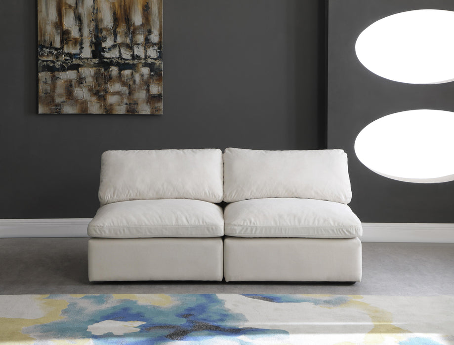 Plush Cream Velvet Standard Cloud Modular Sofa