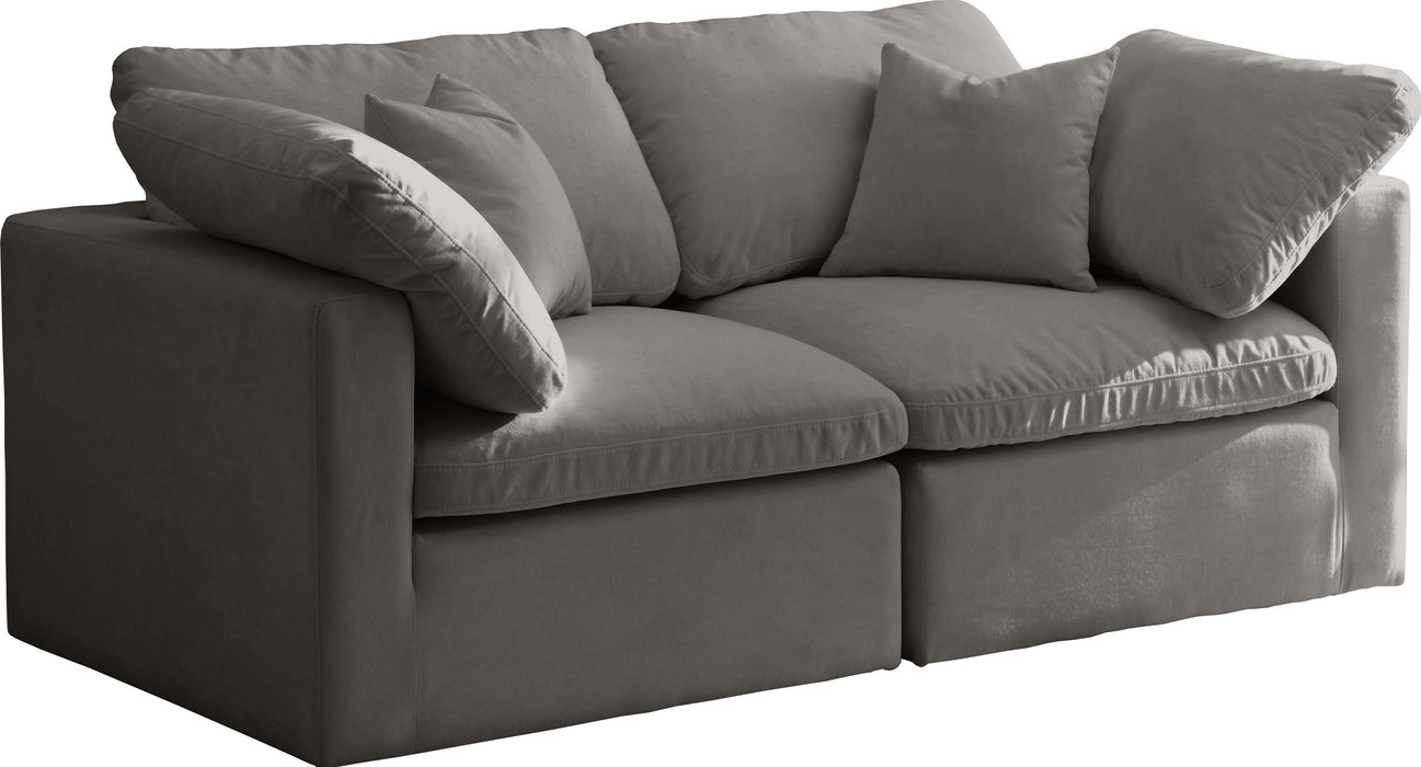 Plush Grey Velvet Standard Cloud Modular Sofa