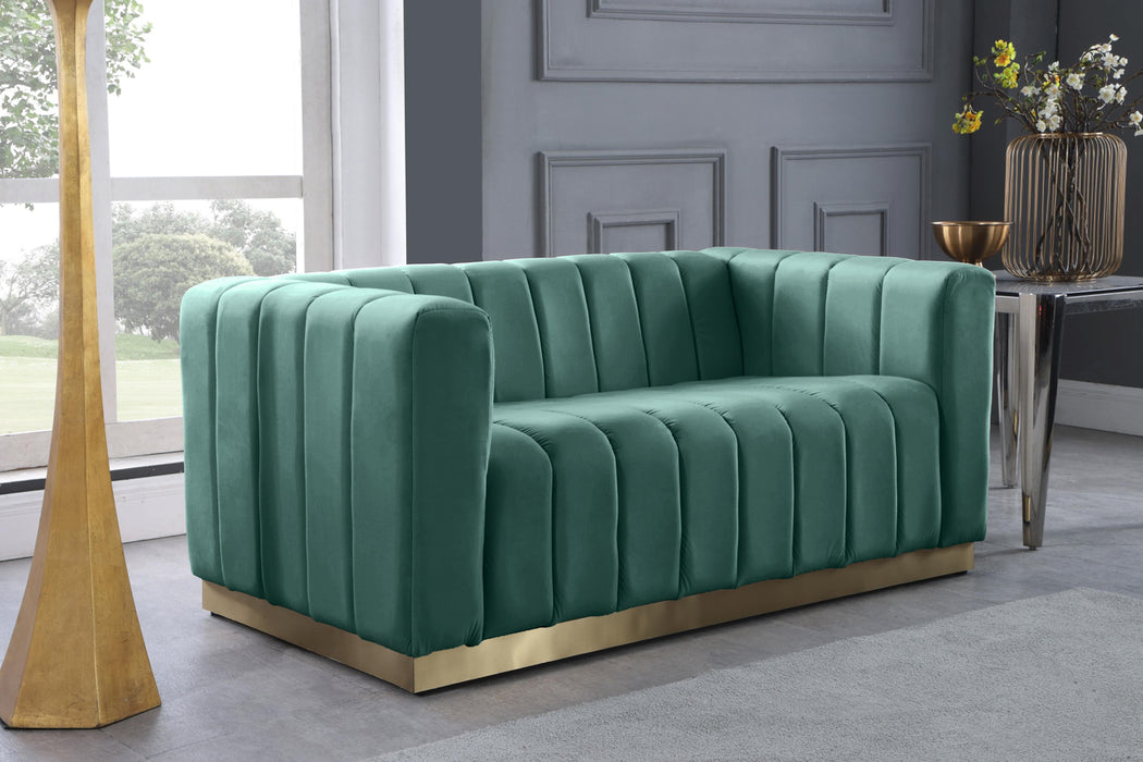 Marlon Mint Velvet Loveseat