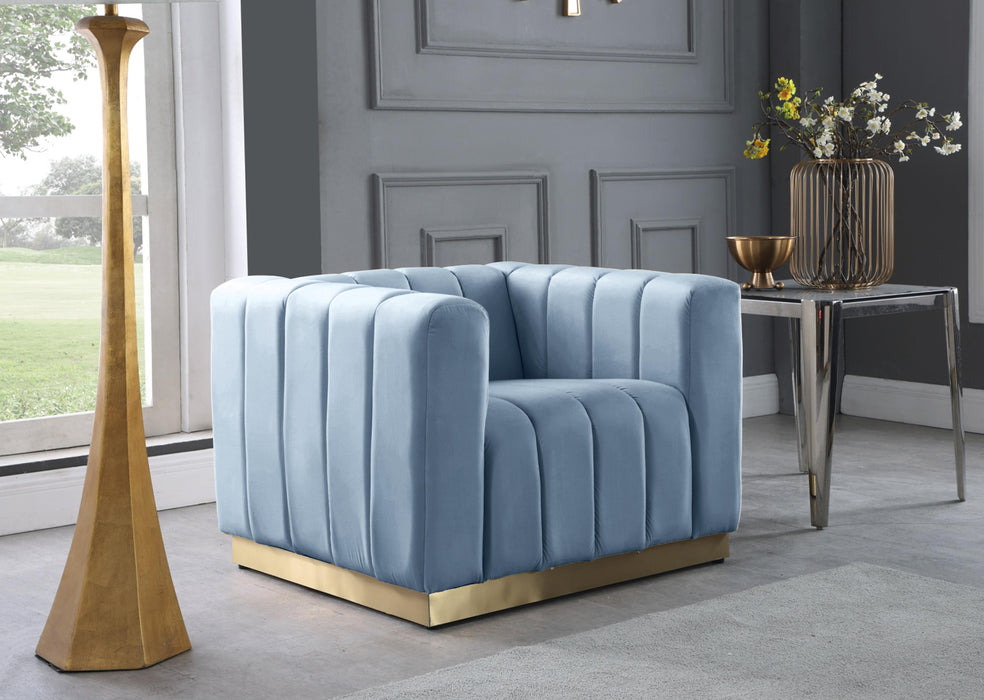 Marlon Sky Blue Velvet Chair