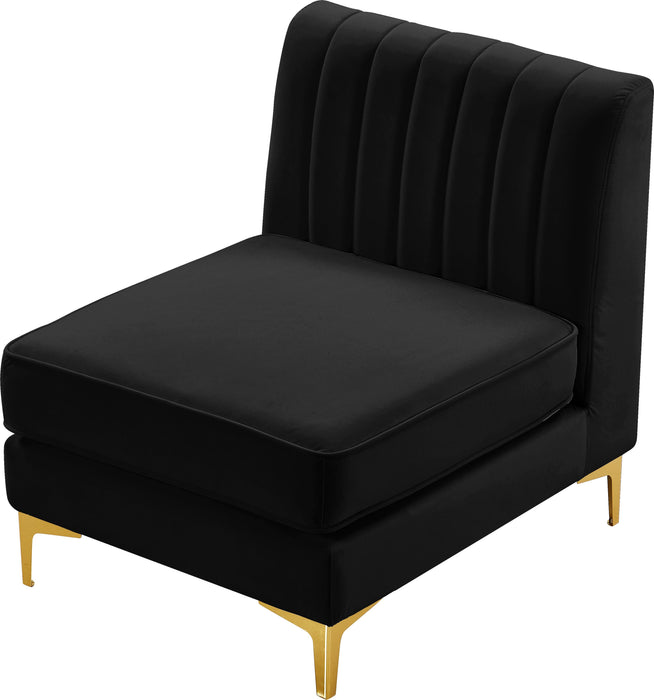 Alina Black Velvet Armless Chair