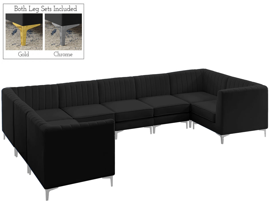 Alina Black Velvet Modular Sectional