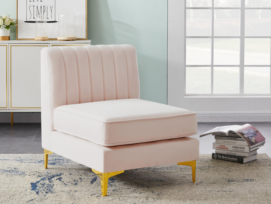 Alina Pink Velvet Armless Chair