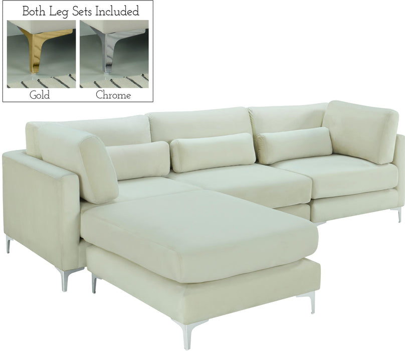 Julia Cream Velvet Modular Sectional (4 Boxes)